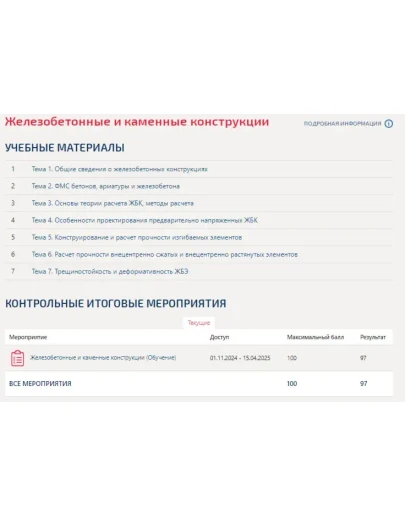 Железобетонные и каменные конструкции.Тест Синергия/МТИ Железобетонные и каменные конструкции.Тест Синергия/МТИ