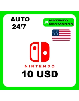 АВТО КАРТА ПОПОЛНЕНИЯ Nintendo eShop 10 USD США 24/7