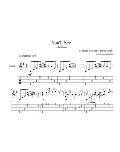 You'll See (Мадонна) ноты для гитары