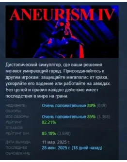 ANEURISM IV АВТОДОСТАВКА STEAM РОССИЯ