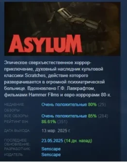 ASYLUM 2025 АВТОДОСТАВКА STEAM РОССИЯ