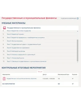 Государственные и муниципальные финансы.Тест Синергия