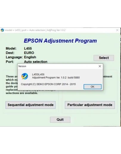 Сброс Epson L455 L456 Adjustment Program