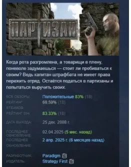 Партизан АВТОДОСТАВКА STEAM РОССИЯ