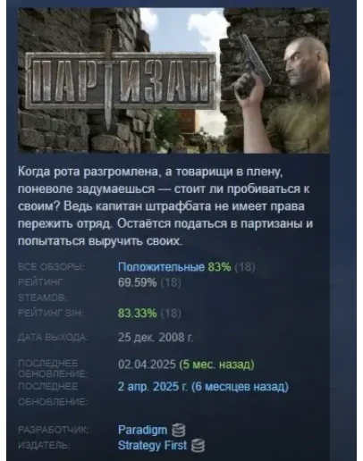 Партизан АВТОДОСТАВКА STEAM РОССИЯ