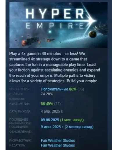 Hyper Empire АВТОДОСТАВКА STEAM РОССИЯ