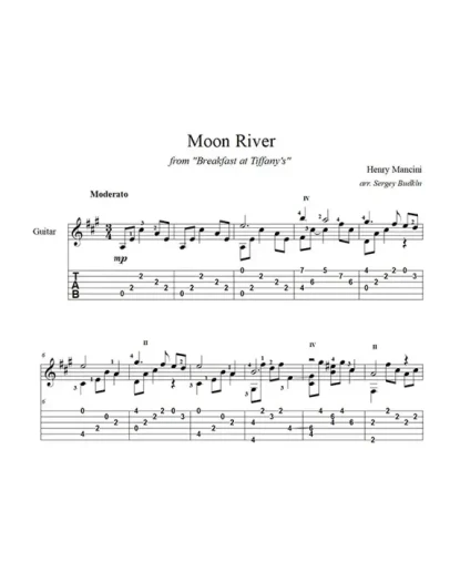 Moon river (Генри Манчини) ноты для гитары