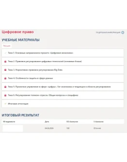Цифровое право.Итоговый тест Синергия/МТИ 2025г.