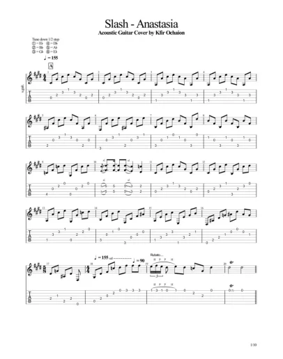 Табы Kfir Ochaion - Slash - Anastasia - Acoustic Cover