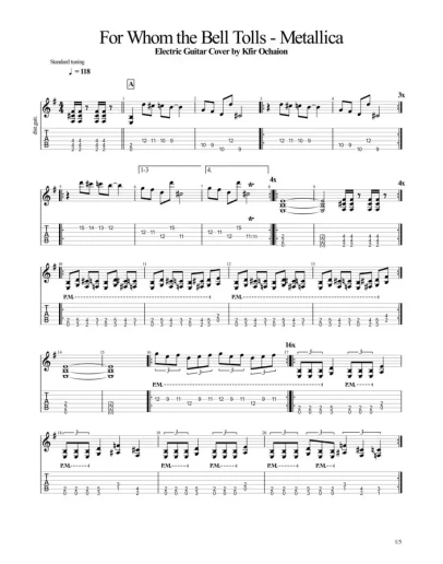 Табы Kfir Ochaion - Metallica - For Whom the Bell Tolls