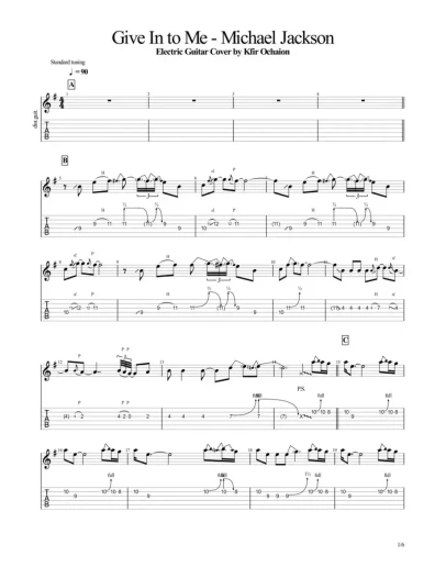 Табы Kfir Ochaion - Michael Jackson - Give In to Me Табы Kfir Ochaion - Michael Jackson - Give In to Me