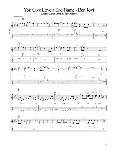 Табы Kfir Ochaion - Bon Jovi - You Give Love a Bad Name