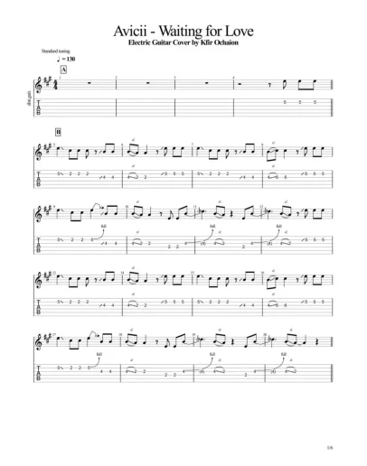 Табы Kfir Ochaion - Avicii - Waiting for Love Табы Kfir Ochaion - Avicii - Waiting for Love