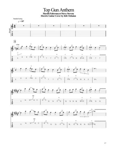 Табы Kfir Ochaion - Top Gun Anthem - Guitar Cover