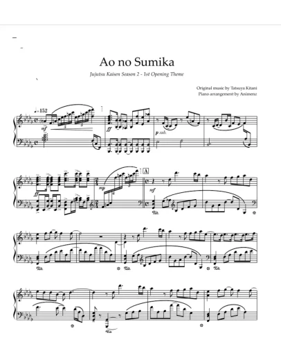 Ноты Animenz - Ao no Sumika - Jujutsu Kaisen Ноты Animenz - Ao no Sumika - Jujutsu Kaisen