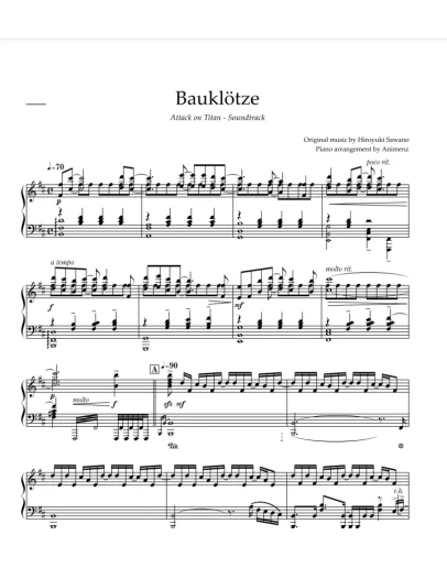 Ноты Animenz - Baukltze Hange's Final -Attack on Titan