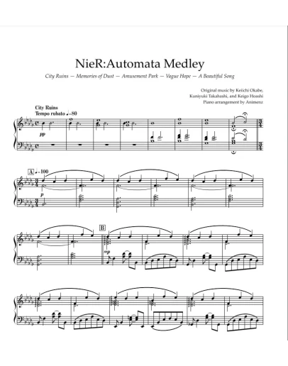Ноты Animenz - NieR: Automata - Soundtrack Medley Ноты Animenz - NieR: Automata - Soundtrack Medley