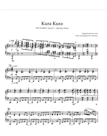 Ноты Animenz - Kura Kura (SPY FAMILY S2 OP) Ado
