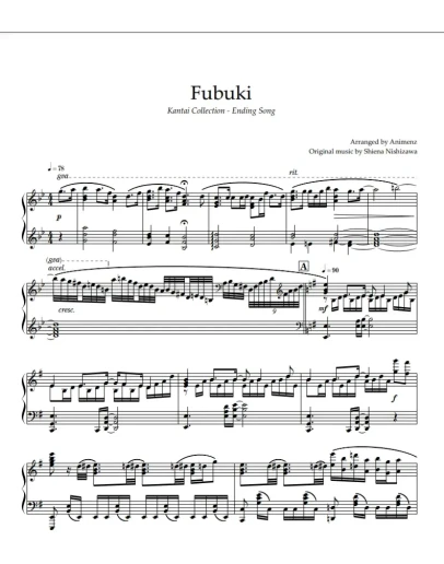 Ноты Animenz - Fubuki - Kantai Collection ED