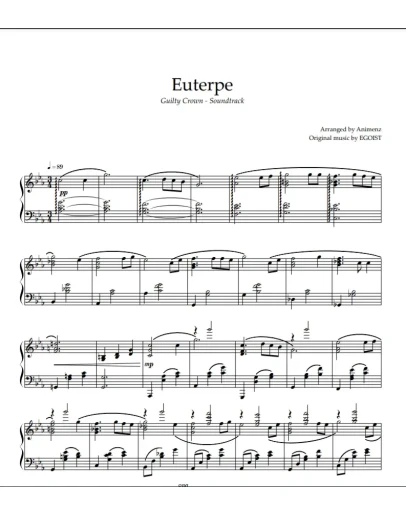 Ноты Animenz - Euterpe - Guilty Crown OST