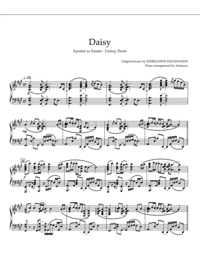 Ноты Animenz - Daisy - Kyoukai no Kanata ED