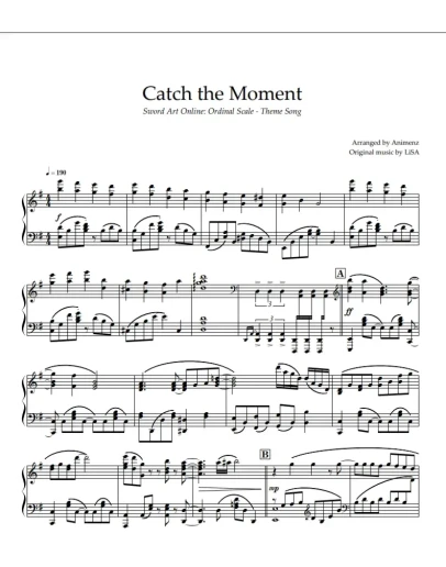 Ноты Animenz -Catch the Moment - Sword Art Online Movie