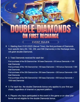 Двойные алмазы Mobile Legends: Bang Bang, по ID RU