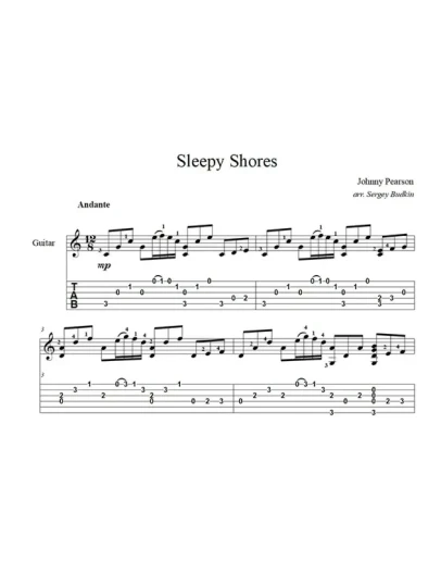 Sleepy Shores (Джонни Пирсон) ноты для гитары Sleepy Shores (Джонни Пирсон) ноты для гитары