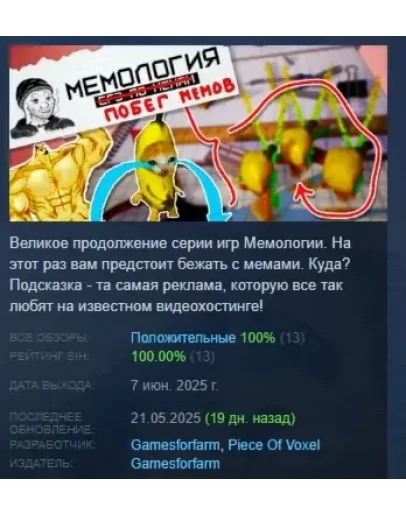 Мемология: Побег Мемов АВТОДОСТАВКА STEAM РОССИЯ
