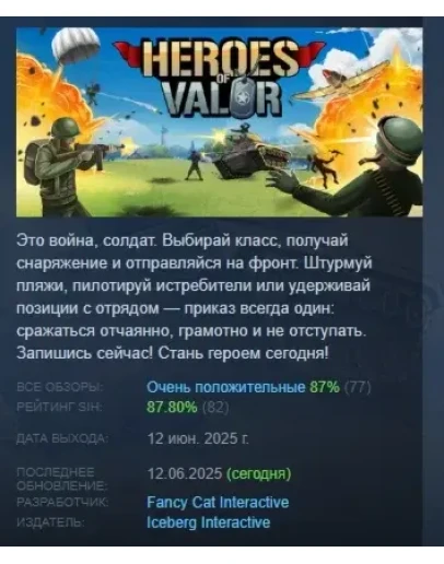 Heroes of Valor АВТОДОСТАВКА STEAM РОССИЯ