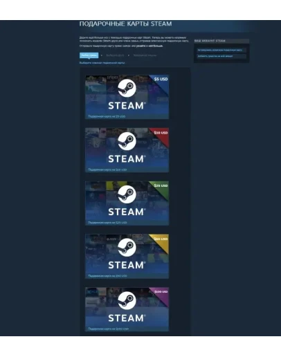 КАРТА ПОПОЛНЕНИЕ СТИМ Турция 5/10/25/50/100 USD