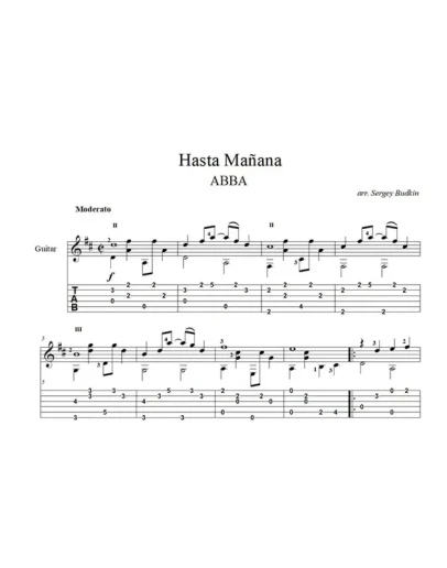 Hasta Maana - ABBA - ноты для гитары