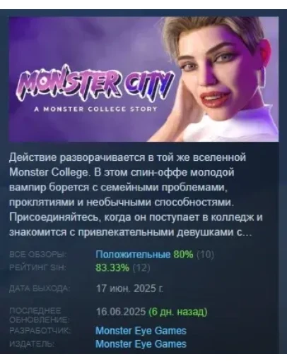 Monster City: A Monster College Story STEAM РОССИЯ