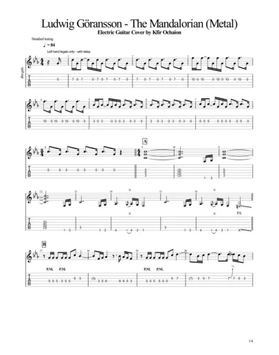 Табы Kfir Ochaion - The Mandalorian Theme - Metal Cover