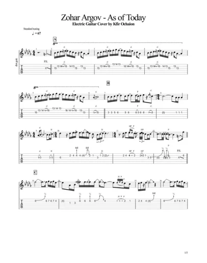 Табы Kfir Ochaion - Zohar Argov - As of Today - Metal