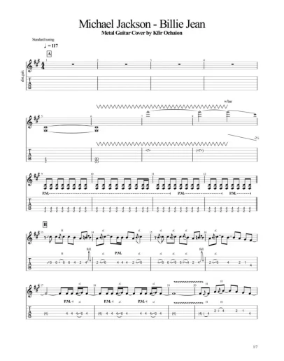 Табы Kfir Ochaion - Michael Jackson - Billie Jean Metal