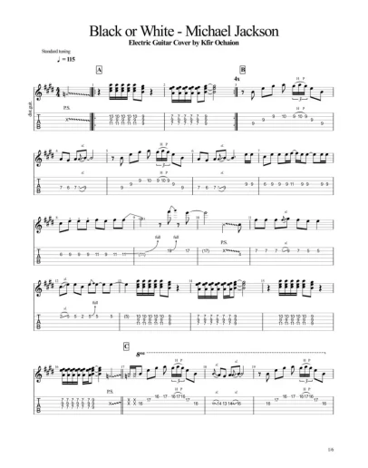 Табы Kfir Ochaion - Michael Jackson - Black or White