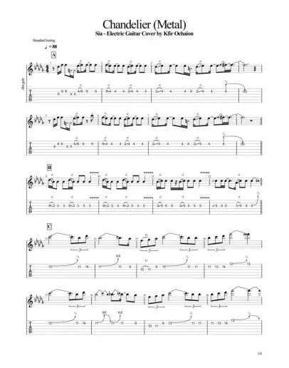 Табы Kfir Ochaion - Sia - Chandelier - Metal Cover