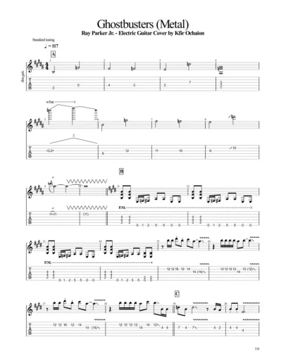 Табы Kfir Ochaion - Ray Parker Jr - Ghostbusters -Metal Табы Kfir Ochaion - Ray Parker Jr - Ghostbusters -Metal