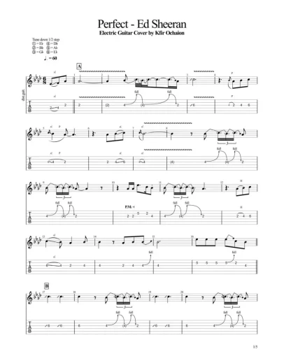 Табы Kfir Ochaion - Ed Sheeran - Perfect