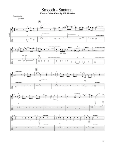 Табы Kfir Ochaion - Santana - Smooth - Electric Cover