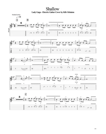 Табы Kfir Ochaion - Lady Gaga - Shallow