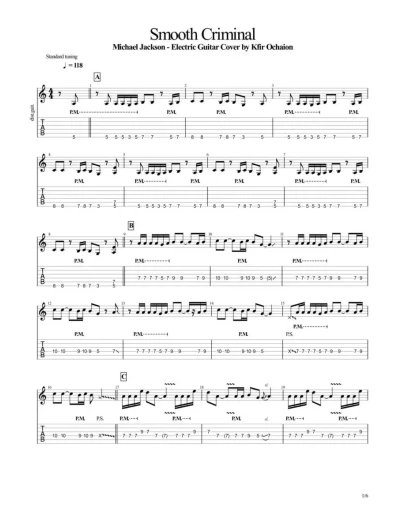 Табы Kfir Ochaion - Michael Jackson - Smooth Criminal