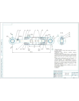 Чертеж гидроцилиндра диаметром 100 мм в компасе