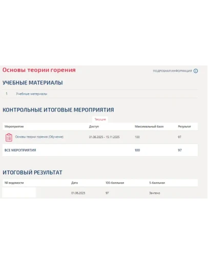 Основы теории горения.Тест Синергия/МТИ 2025г