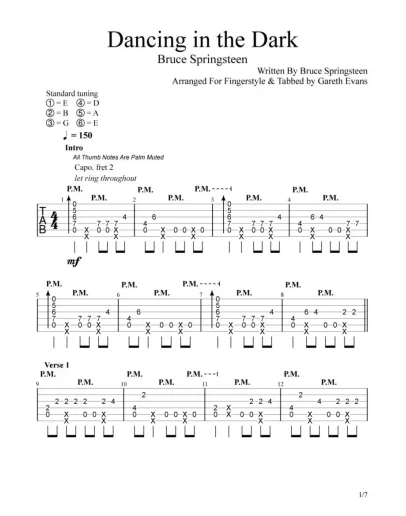 Табы Gareth Evans - Dancing in The Dark-Bruce Springste