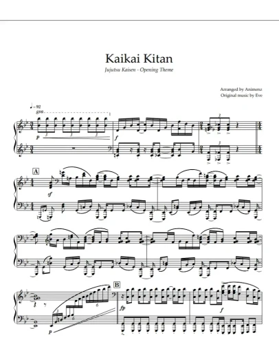 Ноты Animenz - Kaikai Kitan Jujutsu Kaisen OP