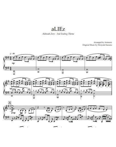 Ноты Animenz - aLIEz Aldnoah.Zero ED2 Hiroyuki Sawano
