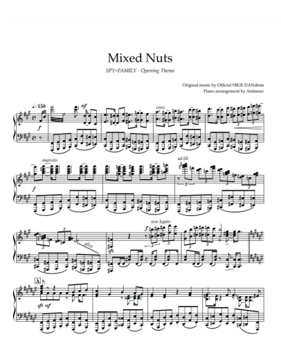 Ноты Animenz - Mixed Nuts SPYFAMILY OP
