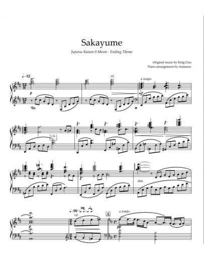 Ноты Animenz - Sakayume Jujutsu Kaisen 0: The MovieED Ноты Animenz - Sakayume Jujutsu Kaisen 0: The MovieED